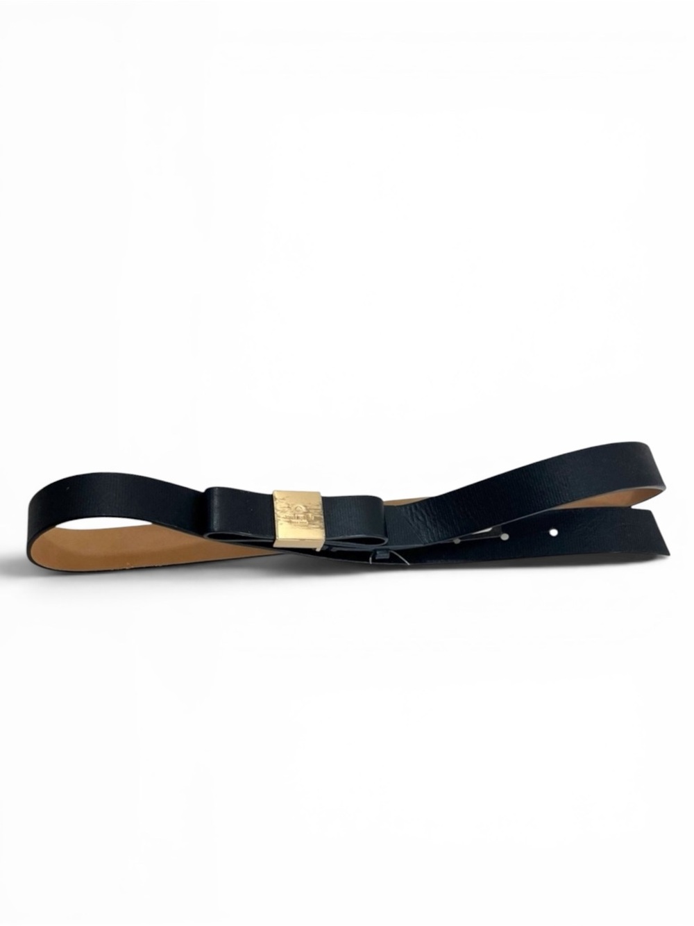 KATE SPADE Black and Gold Leather Bow Belt